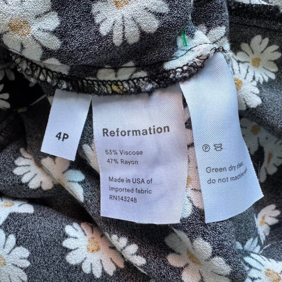 REFORMATION Bea Daisy Daisies Skirt Black 4P - Picture 3 of 3